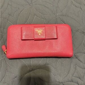 Prada Pink Saffiano Filcco Leather Wallet